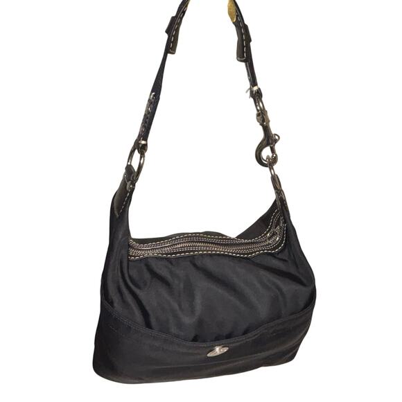 Coach Black Vinyl Hobo Handbag - Picture 1 of 7